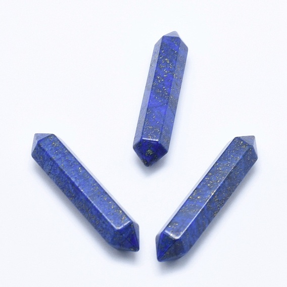Lapislázuli natural sin perlas, piedras curativas, varita de terapia de meditación de equilibrio de energía reiki, facetados, punto de doble terminación