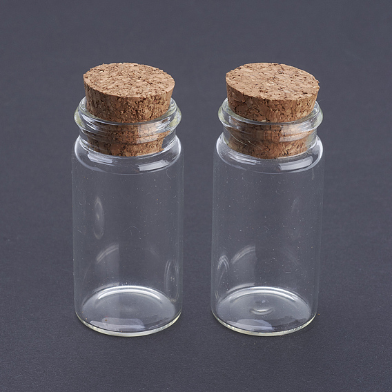 Clear Glass Wishing Bottle, Bead Containers, with Cork Stopper