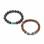 2 шт. 2 набор браслетов из натурального кокоса и драгоценных камней в стиле стрейч, украшения для йоги для женщин