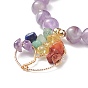 Natural Gemstone Stretch Bracelet, Yoga Chakra Mixed Gemstone Chips Tree of Life Charms Bracelet for Women