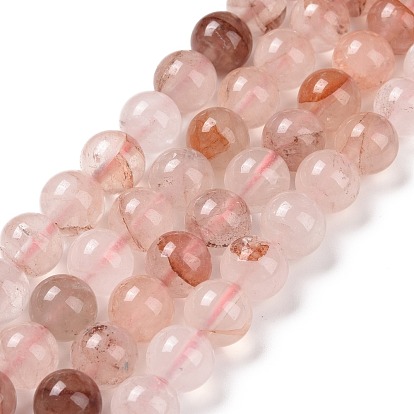 Brins de perles de quartz hématoïde rouge naturel/quartz ferrugineux, ronde