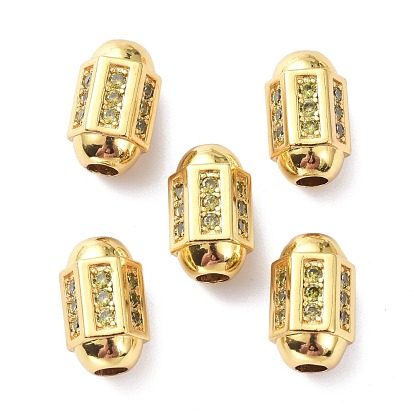 Brass Micro Pave Cubic Zirconia Beadsong-Lasting Plated, Real 18K Gold Plated, Column