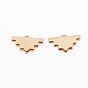 Brass Ribbon Crimp Ends, Long-Lasting Plated, Rough, Triangle