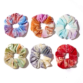 Accessoires de cheveux élastiques en tissu peluche style tie-dye, pour les filles ou les femmes, chouchou / élastiques à cheveux chouchous