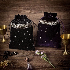 Бархатные сумки для хранения со звездным принтом, сумка для шнурка, прямоугольные