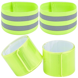 Gorgecraft 4Pcs 2 Size High Visibility Reflective Bands, Elastic Polyester Anklet for Night Running Cycling