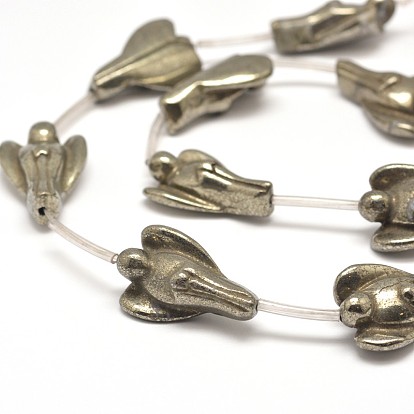 Angel Natural Pyrite Beads Strands, 26x16x8mm, Hole: 1mm, about 10pcs/strand, 15.7 inch