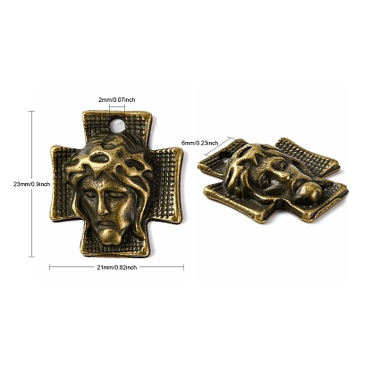 Tibetan Style Alloy Cross with Jesus Alloy Pendants for Easter Jewelry, Lead Free and Cadmium Free