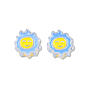 Transparent Acrylic Enamel Beads, Flower with Smiling Face