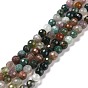 Natural Indian Agate Beads Strands, Faceted(128 Facets), Round