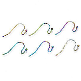 Placage ionique (ip) 304 crochets de boucle d'oreille français en acier inoxydable, crochets de boucle d'oreille plats, fil d'oreille, avec des perles