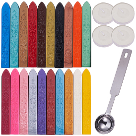 CRASPIRE DIY Sealing Wax Stamp Kits, with Sealing Wax Sticks without Wicks, Stainless Steel Spoon and Flat Round Candle