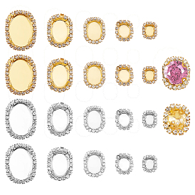PandaHall Elite 40Pcs 10 Styles Brass Cabochon Connector Setting, Multi-Strand Links, with Glass Crystal Rhinestone, Oval