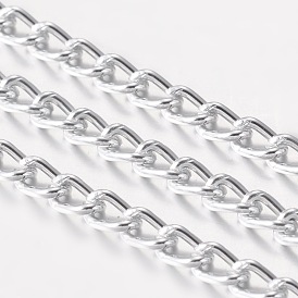 Aluminium Twisted Chains Curb Chains, Unwelded, Oval, 4.4x2.8x0.8mm
