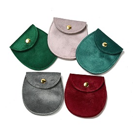 Velvet Jewelry Storage Pouches, Oval Jewelry Bags with Golden Tone Snap Fastener, for Earring, Rings Storage