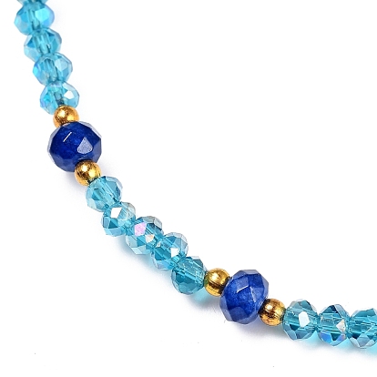 Verre electroplate bracelets en perles extensibles, avec des perles de jade de malaisie naturelle (teintes) et de pierres précieuses d'opalite et des perles de fer