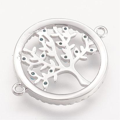 Micro cuivres ouvrent liens de zircons, plat et circulaire avec arbre de vie