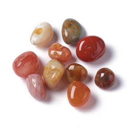 Natural South Red Agate Beads, Tumbled Stone, Healing Stones for 7 Chakras Balancing, Crystal Therapy, Vase Filler Gems, No Hole/Undrilled, Nuggets