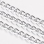 Aluminium Twisted Chains Curb Chains, Unwelded, Oval, 4.4x2.8x0.8mm