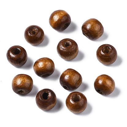 Perles de bois naturel faites à la main, sans plomb, teint, ronde