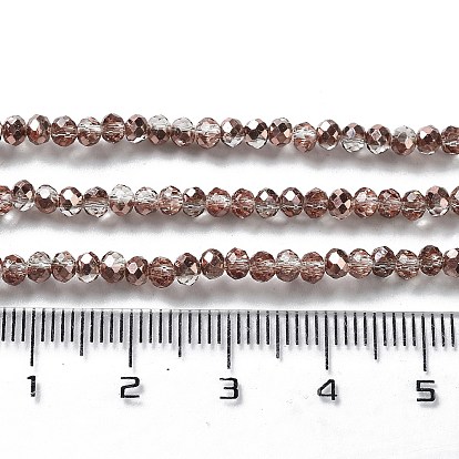 Perles en verre electroplate, demi-plaqué, facette, rondelle