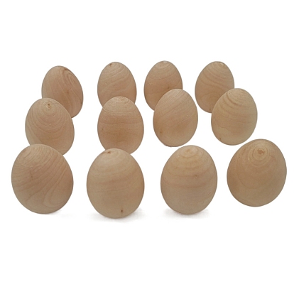 Decoraciones de exhibición de huevos simulados de madera sin terminar, para manualidades de pintura de huevos de pascua