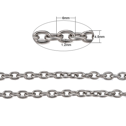 304 cadenas de cable de acero inoxidable, sin soldar, con carrete, oval