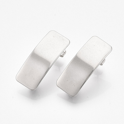 304 Stainless Steel Stud Earring Findings, with Loop and Ear Nuts/Earring Backs, Rectangle