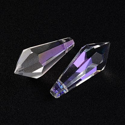Electroplate Transparent Glass Pendants, Pendulum, Faceted