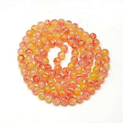 Cuisson perles de verre peintes brins, pour la fabrication de bijoux en perles, imitation opalite, ronde