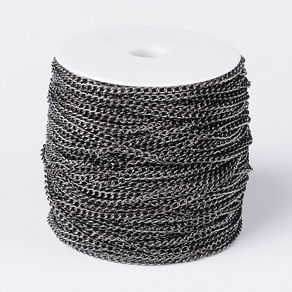 Iron Twisted Chains, Unwelded, with Spool, Lead Free & Nickel Free, 5x3x0.8mm, about 328.08 Feet(100m)/roll