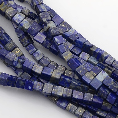 Perles cube lapis lazuli naturel de brins, 4x4x4mm, Trou: 1mm, Environ 85~100 pcs/chapelet, 15.3 pouces ~15.8 pouces