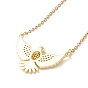 Clear Cubic Zirconia Eagle Pendant Necklace, 304 Stainless Steel Jewelry for Women