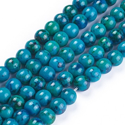 Chapelets de perles chrysocolla naturelles , teint, ronde