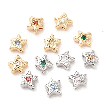 Perles de cubes zircone en laiton , étoiles, plaqué or véritable 18k/platine