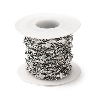 304 Stainless Steel Mushroom Link Chains, with Spool, Soldered