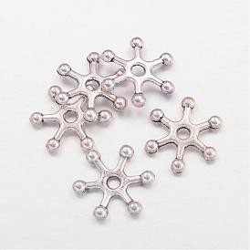Tibetan Style Alloy Snowflake Beads, Cadmium Free & Lead Free, 16x14x3mm, Hole: 2mm