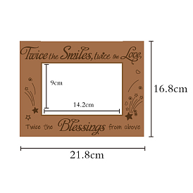 Rectangle with Star & Word Wooden Photo Frames, with PVC Clear Film Windows, for Pictures Wall Decor Accessories