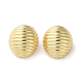 Rack Plating Brass Oval Stud Earring, Long-Lasting Plated, Lead Free & Cadmium Free