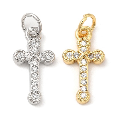 Brass with Cubic Zirconia Pendants, Long-Lasting Plated, Lead Free & Cadmium Free, Cross