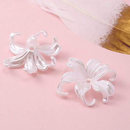 Opaque ABS Plastic Bead Caps, 6-Petal Flower