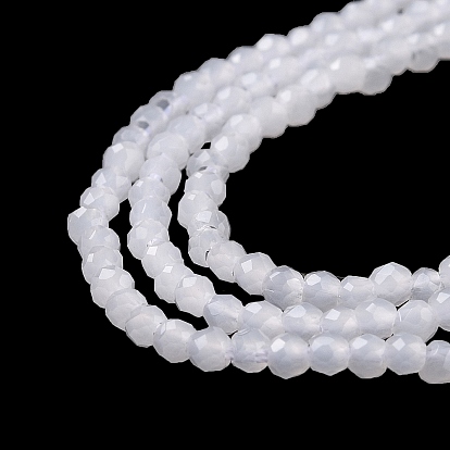 Glass Imitation Jade Beads Strands, Faceted Round
