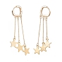 Brass Star Chain Tassel Dangle Hoop Earrings, 304 Stainless Steel Jewelry for Women