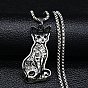 304 Stainless Steel Enamel Sphynx Cat Pendant Necklaces, Box Chains Necklaces for Women Men
