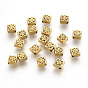 Tibetan Style Alloy Beads, Lead Free & Cadmium Free, Rhombus with Flower, 6mm long, 6.5mm wide, 3mm thick, hole: 1mm