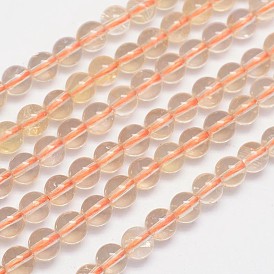 Citrine naturelle rangées de perles rondes, 6mm, Trou: 1mm, Environ 66 pcs/chapelet, 15.5 pouce