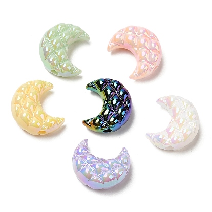 Opaque Acrylic Beads, AB Color Plated, Moon