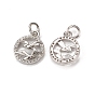 Brass Micro Pave Cubic Zirconia Bird Charms, with Jump Ring, Ring with Seagull Charm