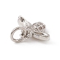 Brass Micro Pave Cubic Zirconia Charms, with Jump Ring, Bees Charm
