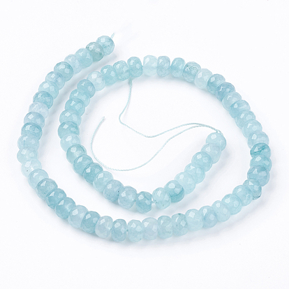 Natural Jade Bead Strands, Dyed, Faceted, Rondelle